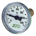 Термометр осевой FAR Fa 2650 (0-120°C) биметаллический 40 мм, тип - Fa 2650, осевое соединение, шкала (0-120°С), погружной шток L=36мм, с монтажной гильзой